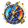 Blue casino dial with a golden lightning bolt